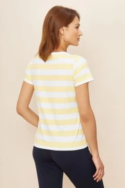 T-Shirt Im Sommerlichen Ringeldruck Gelb-Weiß Mix Und Match Baumwolle/Elasthan 8 T-Shirt Im Sommerlichen Ringeldruck Gelb-Weiß Mix Und Match Baumwolle/Elasthan -Pyjamas Für Zuhause 1222062 16565 8