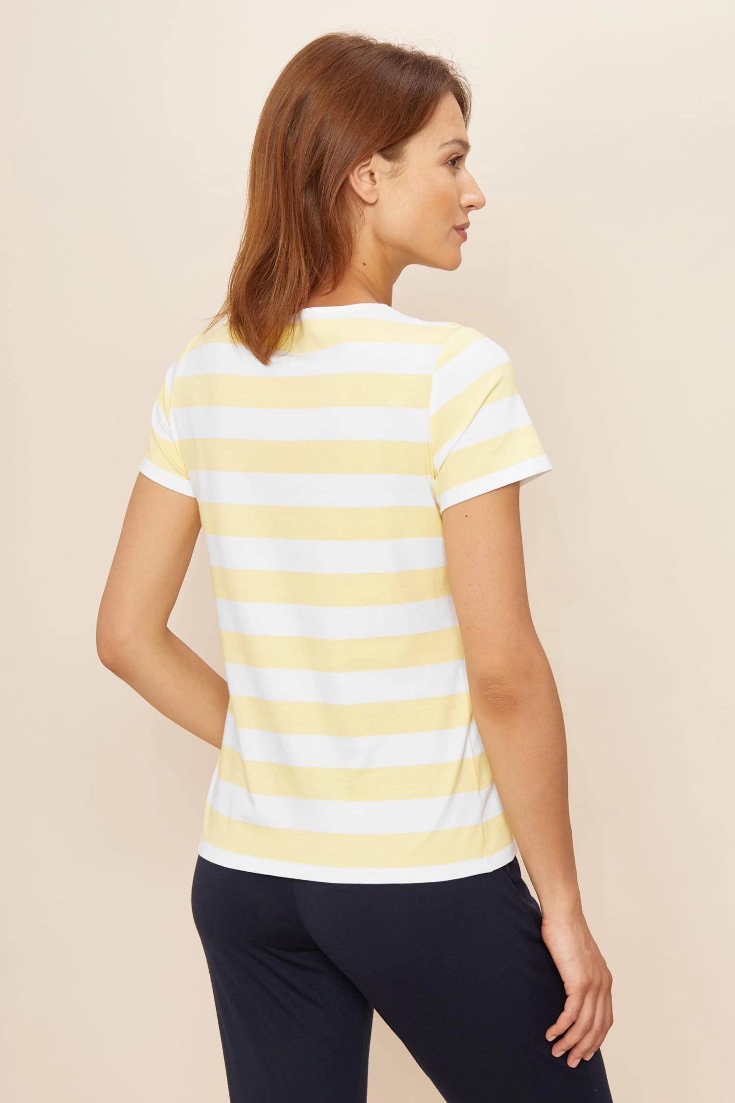 T-Shirt Im Sommerlichen Ringeldruck Gelb-Weiß Mix Und Match Baumwolle/Elasthan 3 T-Shirt Im Sommerlichen Ringeldruck Gelb-Weiß Mix Und Match Baumwolle/Elasthan - Image 3