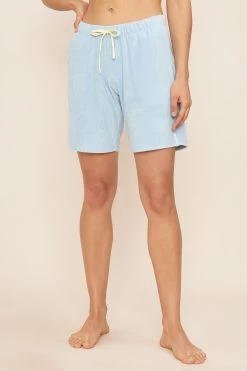 Frottee Bermuda In Pastellblau Baumwolle/Polyester