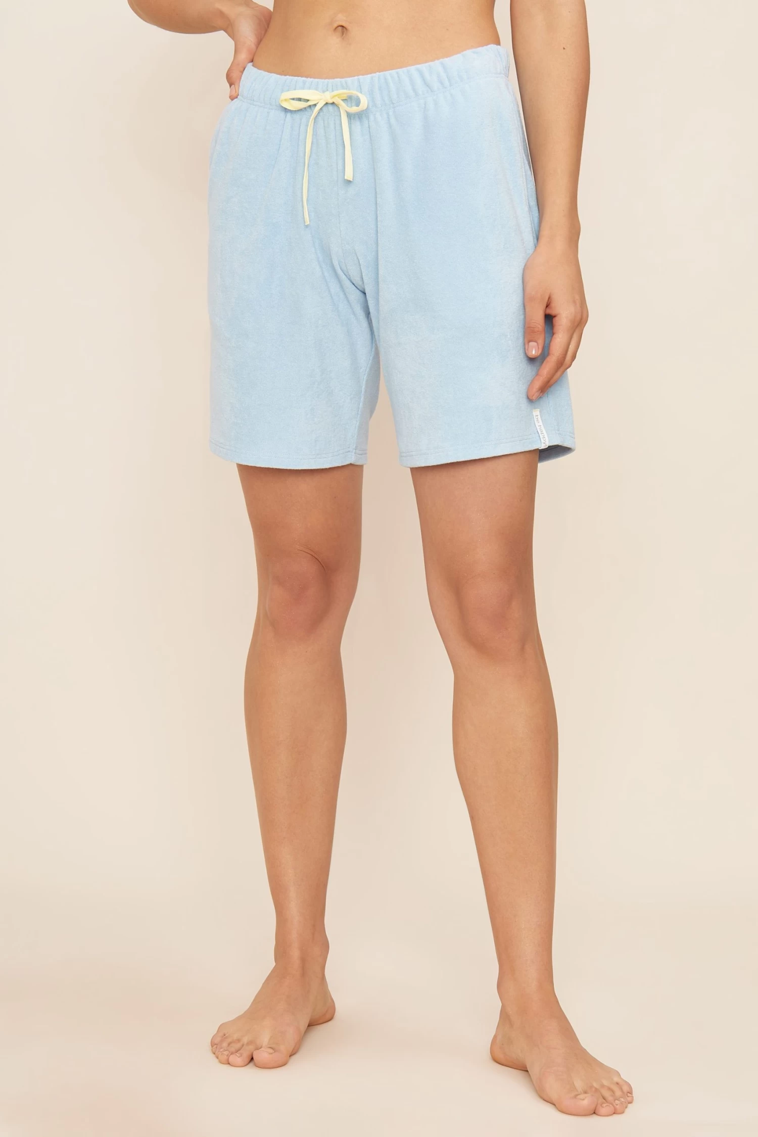 Frottee Bermuda In Pastellblau Baumwolle/Polyester 1 Frottee Bermuda In Pastellblau Baumwolle/Polyester