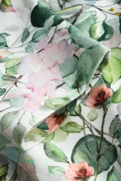 Nachthemd Im Frischen Blumendruck Grün-Rosa Crochetta-Nähte Baumwolle/Elasthan -Pyjamas Für Zuhause 1222100 16403 5