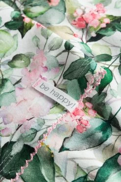 Nachthemd Im Frischen Blumendruck Grün-Rosa Crochetta-Nähte Baumwolle/Elasthan -Pyjamas Für Zuhause 1222100 16403 6