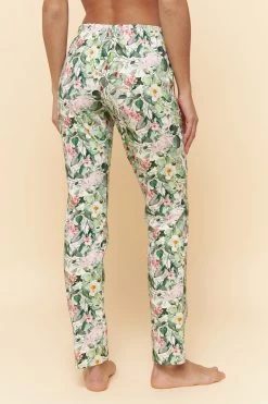 Pyjamahose Im Frischen Blumendruck Grün-Rosa Mix & Match Baumwolle/Elasthan -Pyjamas Für Zuhause 1222122 16403 2