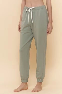 Sweathose Mit Bündchen-Abschluss Grün Uni Mix & Match Baumwolle/Elasthan