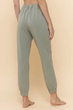 Sweathose Mit Bündchen-Abschluss Grün Uni Mix & Match Baumwolle/Elasthan -Pyjamas Für Zuhause 1222123 11575 2