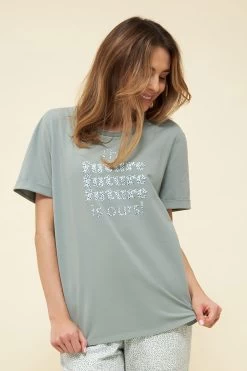 T-Shirt Mit Schriftzug "The Future Is Ours!" Uni Mix & Match 100% Baumwolle