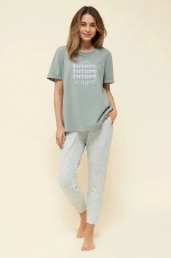T-Shirt Mit Schriftzug "The Future Is Ours!" Uni Mix & Match 100% Baumwolle -Pyjamas Für Zuhause 1222141 11575 3