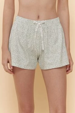 Shorts Im Minimalistischem Leo-Druck Grün Mix & Match Baumwolle/Elasthan