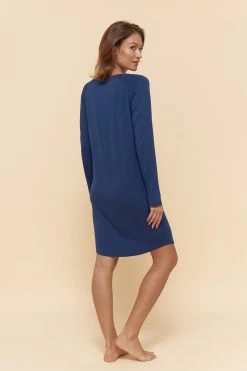 Nachthemd Mit Schriftzug "make Your Dreams Happen" Blau Viskose/Elasthan -Pyjamas Für Zuhause 1222151 11714 2
