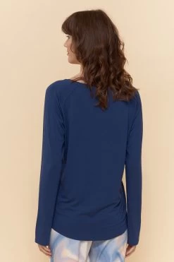 Pyjamashirt Mit Schriftzug "make Your Dreams Happen" Blau Viskose/Elasthan -Pyjamas Für Zuhause 1222161 11714 2