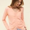 Langarmshirt Mit Moderner Raffung Apricot Mix & Match Baumwolle/Elasthan