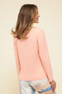 Langarmshirt Mit Moderner Raffung Apricot Mix & Match Baumwolle/Elasthan -Pyjamas Für Zuhause 1222162 10635 2