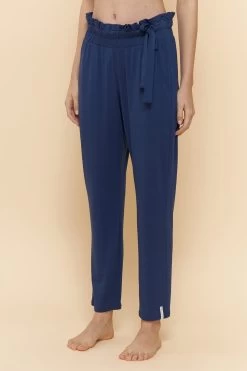 7/8-Pyjamahose Mit Bindeband Raffungen Blau Mix & Match Viskose/Elasthan
