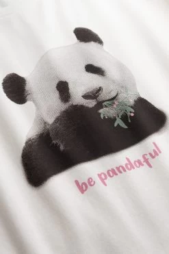 Nachthemd Mit Motivdruck "be Pandaful" Weiß 100% Baumwolle -Pyjamas Für Zuhause 1222190 11727 5