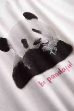 Pyjamashirt Mit Motivdruck "be Pandaful" Weiß Mix & Match 100% Baumwolle -Pyjamas Für Zuhause 1222192 11727 5