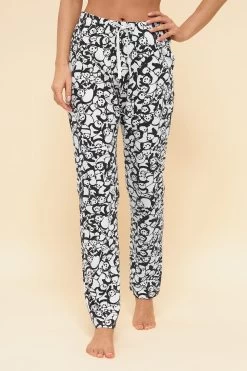 Pyjamahose Im Panda-Druck Schwarz-Weiß Taschen Mix & Match 100% Baumwolle
