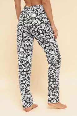 Pyjamahose Im Panda-Druck Schwarz-Weiß Taschen Mix & Match 100% Baumwolle -Pyjamas Für Zuhause 1222194 10996 2