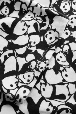 Pyjamahose Im Panda-Druck Schwarz-Weiß Taschen Mix & Match 100% Baumwolle -Pyjamas Für Zuhause 1222194 10996 6