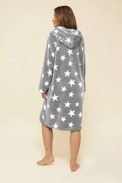 Kapuzenmantel Aus Flausch Kuschelig Reißverschluss Polyester -Pyjamas Für Zuhause 1222195 16579 9