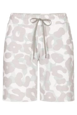 Bermuda Im Sommerlichen Camouflage-Druck Grau-Türkis Sweathose Loungehose Bio-Baumwolle/Elasthan