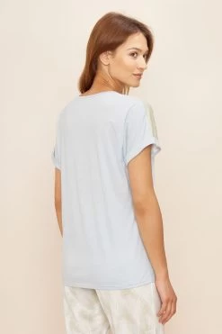 T-Shirt Mit Colourblocking-Details Pastellfarben Baumwolle/Modal -Pyjamas Für Zuhause 1223122 16568 2