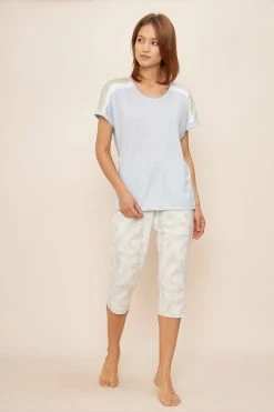 T-Shirt Mit Colourblocking-Details Pastellfarben Baumwolle/Modal -Pyjamas Für Zuhause 1223122 16568 3