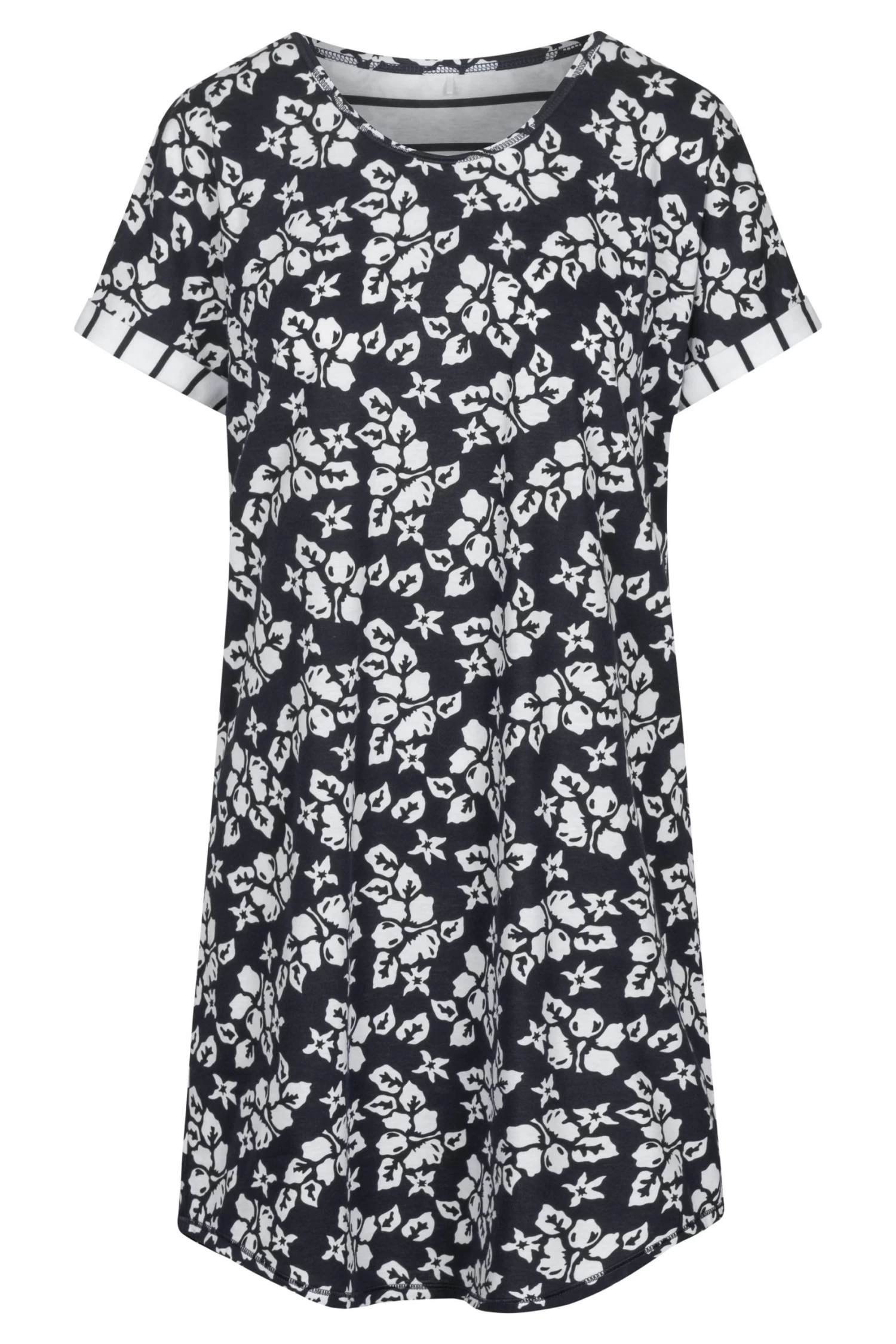 Bigshirt Im Blumenprint Marineblau 100% Baumwolle 2 Bigshirt Im Blumenprint Marineblau 100% Baumwolle - Image 2