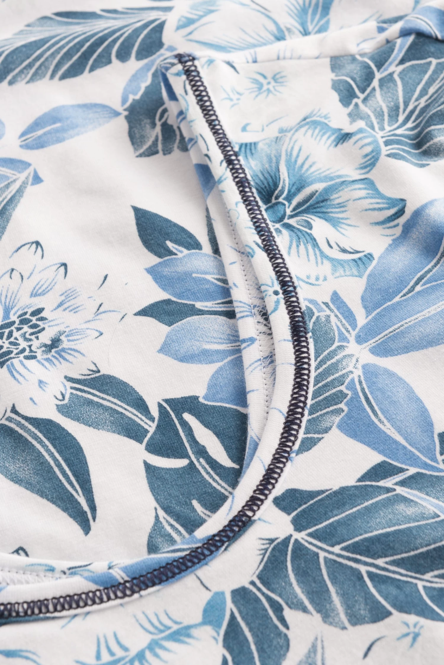 Nachthemd Kurzarm Im Blumenprint Blau-Töne Tailliert Baumwolle/Elasthan 4 Nachthemd Kurzarm Im Blumenprint Blau-Töne Tailliert Baumwolle/Elasthan - Image 4