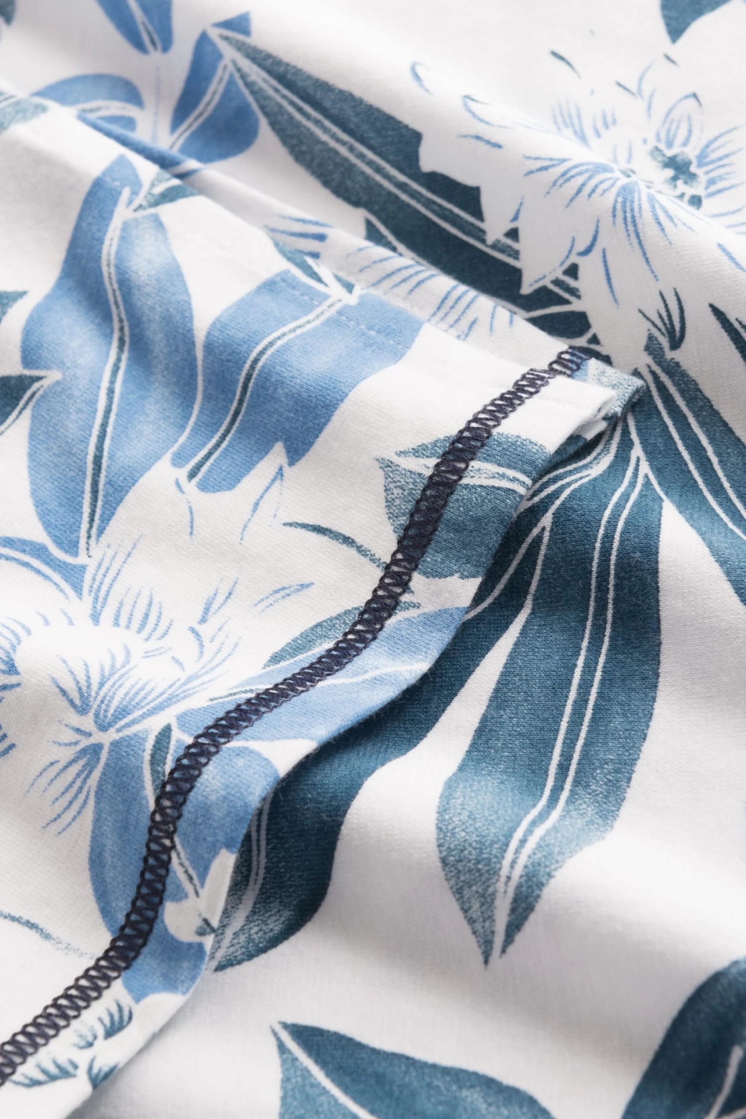 Nachthemd Kurzarm Im Blumenprint Blau-Töne Tailliert Baumwolle/Elasthan 6 Nachthemd Kurzarm Im Blumenprint Blau-Töne Tailliert Baumwolle/Elasthan - Image 6