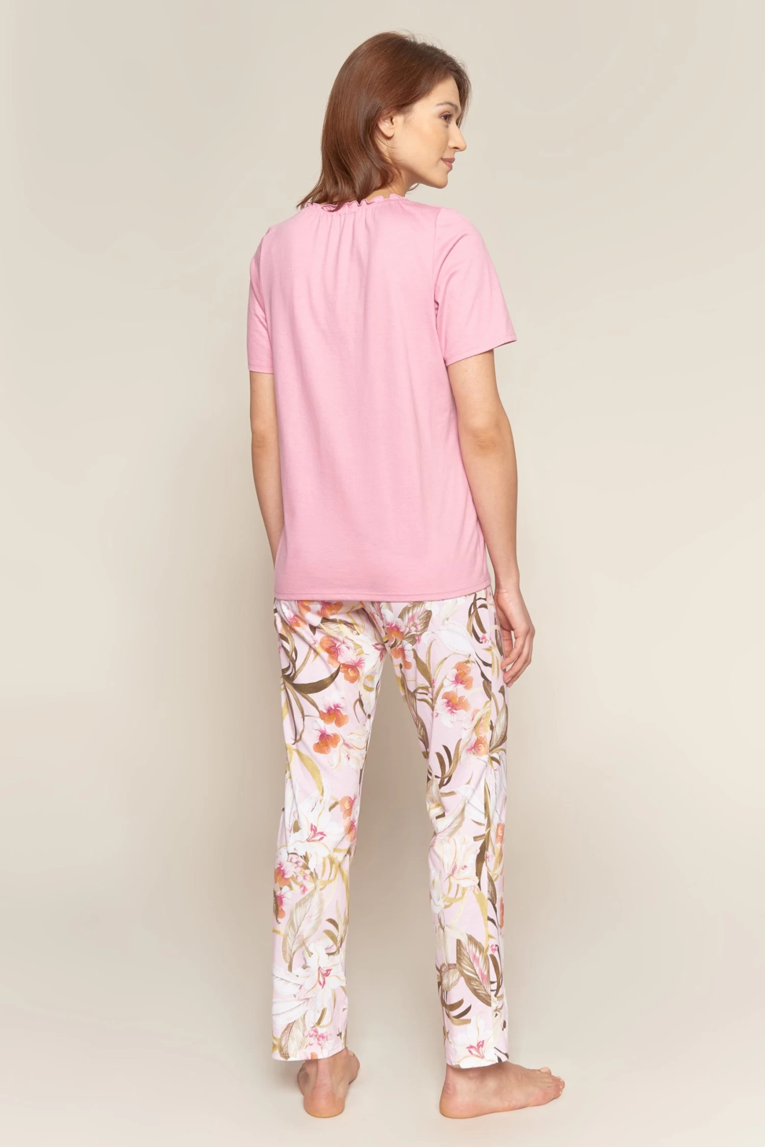 Pyjama Mit Romantischem Blütendruck Wellensaum Verspielt Baumwolle/Modal 2 Pyjama Mit Romantischem Blütendruck Wellensaum Verspielt Baumwolle/Modal - Image 2