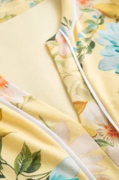 Bigshirt Im Blumendruck Gelb Kimono-Style 100% Baumwolle -Pyjamas Für Zuhause 1223379 16501 4
