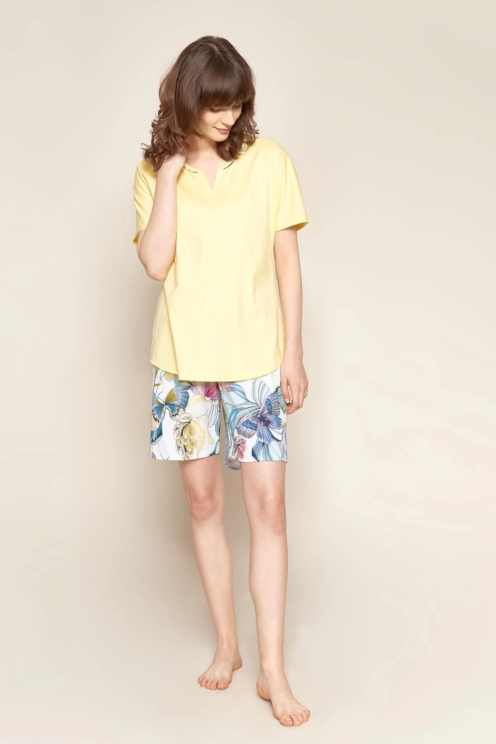 Pyjama Mit Schmetterlingsdruck Fröhlich Sommerlich Baumwolle/Modal 1 Pyjama Mit Schmetterlingsdruck Fröhlich Sommerlich Baumwolle/Modal