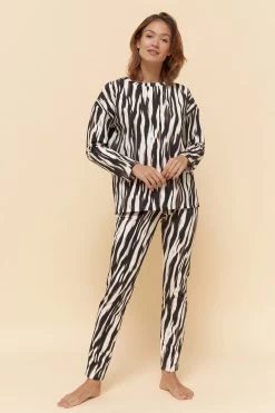 Sweatshirt Im Zebra-Druck Animalprint Rundhals Bio-Baumwolle/Elasthan -Pyjamas Für Zuhause 1223401 16572 10