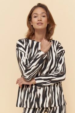 Sweatshirt Im Zebra-Druck Animalprint Rundhals Bio-Baumwolle/Elasthan