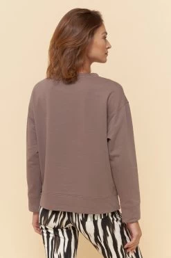 Sweatshirt Mit Stickerei "thanks" Braun Rundhals Bio-Baumwolle/Elasthan 9 Sweatshirt Mit Stickerei "thanks" Braun Rundhals Bio-Baumwolle/Elasthan -Pyjamas Für Zuhause 1223402 10385 2