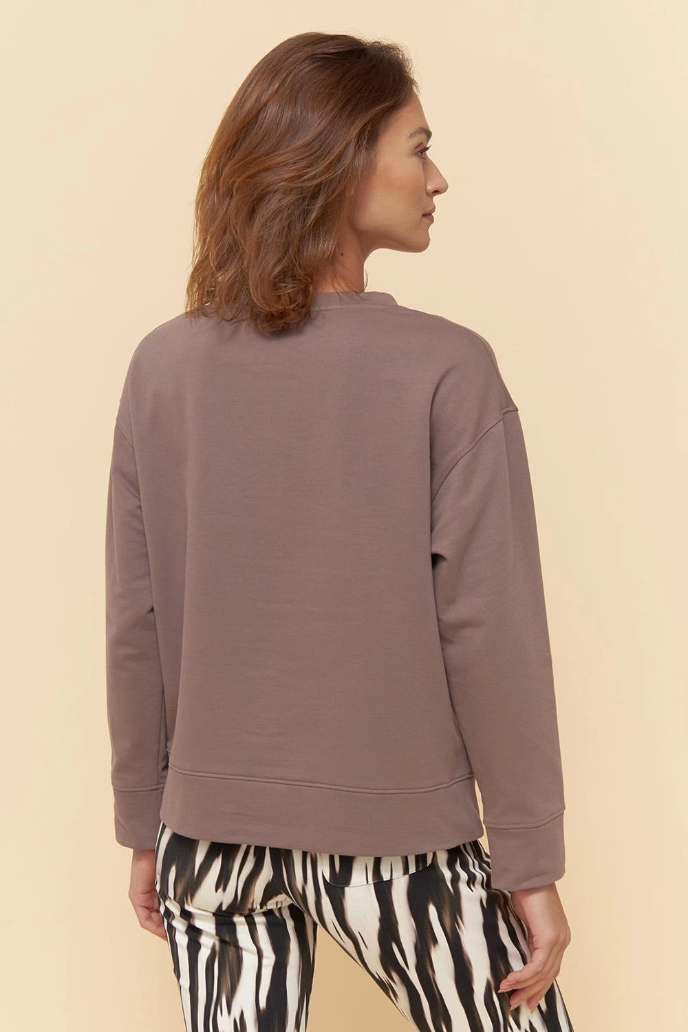 Sweatshirt Mit Stickerei "thanks" Braun Rundhals Bio-Baumwolle/Elasthan 3 Sweatshirt Mit Stickerei "thanks" Braun Rundhals Bio-Baumwolle/Elasthan - Image 3