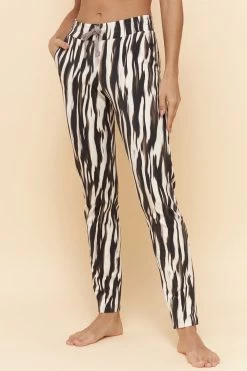 Sweathose Im Zebra-Druck Animalprint Loungehose Bio-Baumwolle/Elasthan