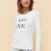 Basic Langarmshirt Mit Schriftzug "love Yourself, Love The Planet" Mix & Match 100% Bio-Baumwolle