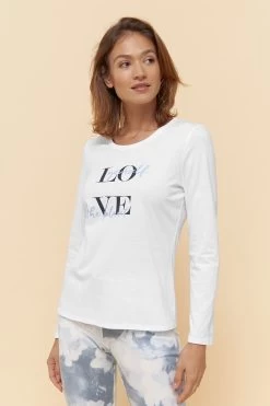 Basic Langarmshirt Mit Schriftzug "love Yourself, Love The Planet" Mix & Match 100% Bio-Baumwolle