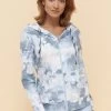 Sweatjacke Im Blauen Batik-Druck Hoodie Kapuze Bio-Baumwolle/Elasthan