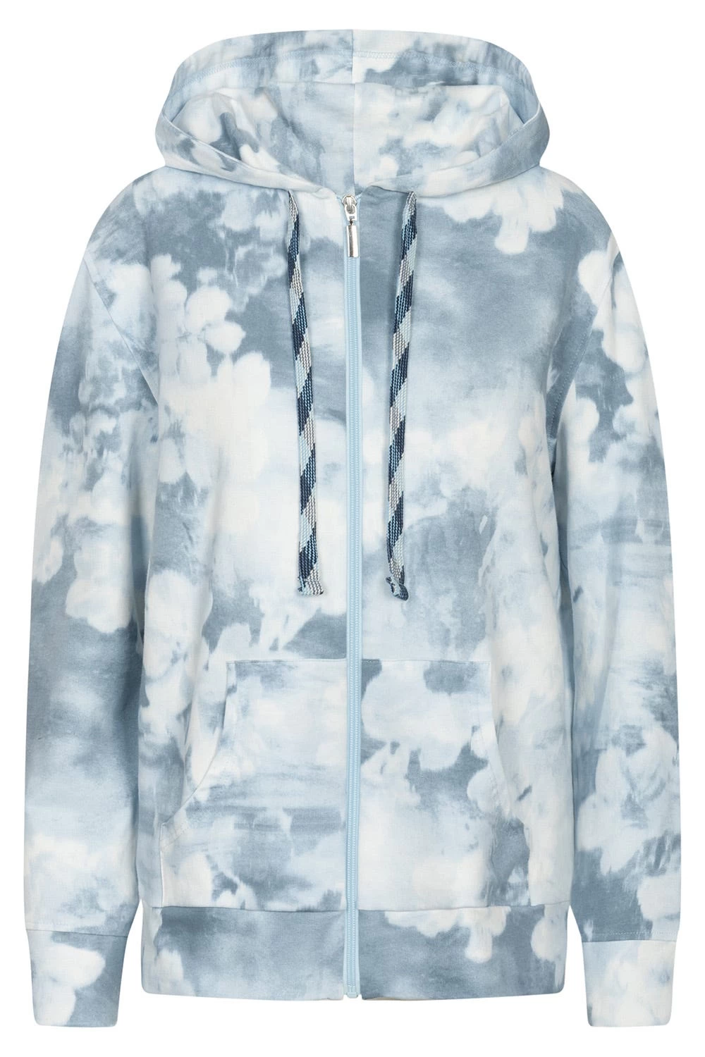 Sweatjacke Im Blauen Batik-Druck Hoodie Kapuze Bio-Baumwolle/Elasthan 2 Sweatjacke Im Blauen Batik-Druck Hoodie Kapuze Bio-Baumwolle/Elasthan - Image 2