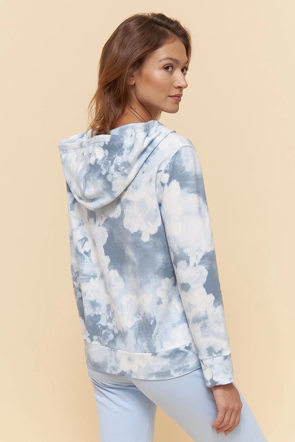 Sweatjacke Im Blauen Batik-Druck Hoodie Kapuze Bio-Baumwolle/Elasthan 3 Sweatjacke Im Blauen Batik-Druck Hoodie Kapuze Bio-Baumwolle/Elasthan - Image 3