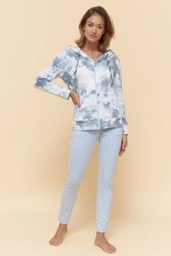 Sweatjacke Im Blauen Batik-Druck Hoodie Kapuze Bio-Baumwolle/Elasthan 10 Sweatjacke Im Blauen Batik-Druck Hoodie Kapuze Bio-Baumwolle/Elasthan -Pyjamas Für Zuhause 1223416 11714 3