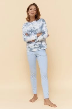 Sweatshirt Im Blauen Batik-Druck Loungeshirt Bio-Baumwolle/Elasthan 10 Sweatshirt Im Blauen Batik-Druck Loungeshirt Bio-Baumwolle/Elasthan -Pyjamas Für Zuhause 1223417 11714 3