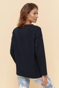 Sweatshirt Mit Stickerei "thanks" Dunkelblau Einfarbig Bio-Baumwolle/Elasthan 9 Sweatshirt Mit Stickerei "thanks" Dunkelblau Einfarbig Bio-Baumwolle/Elasthan -Pyjamas Für Zuhause 1223419 10063 2