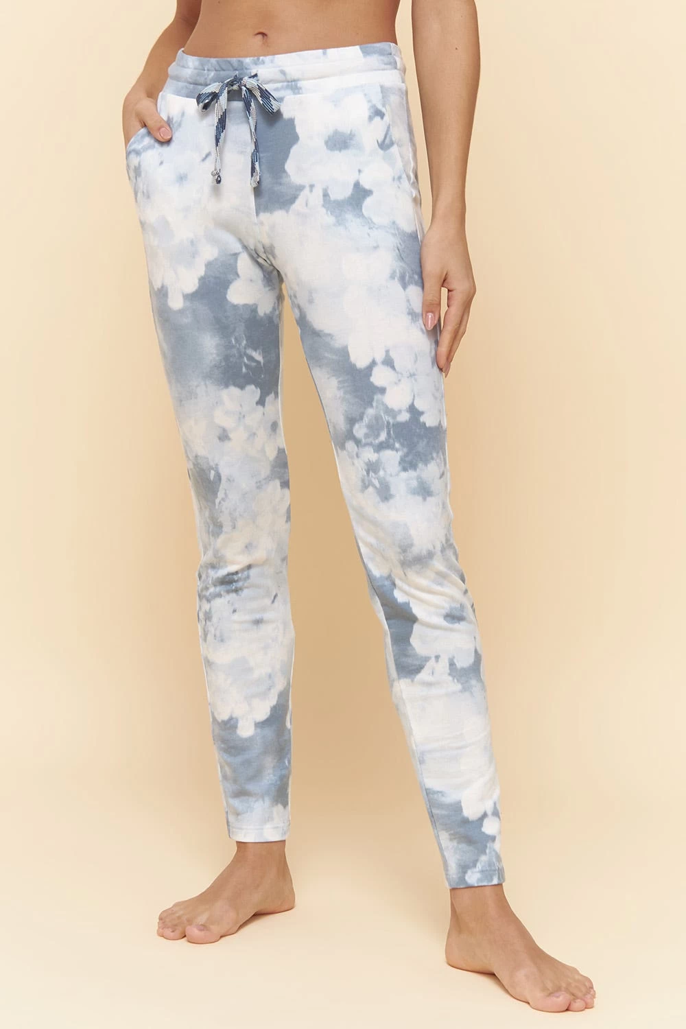 Sweathose Im Blauen Batik-Druck Bio-Baumwolle/Elasthan 1 Sweathose Im Blauen Batik-Druck Bio-Baumwolle/Elasthan