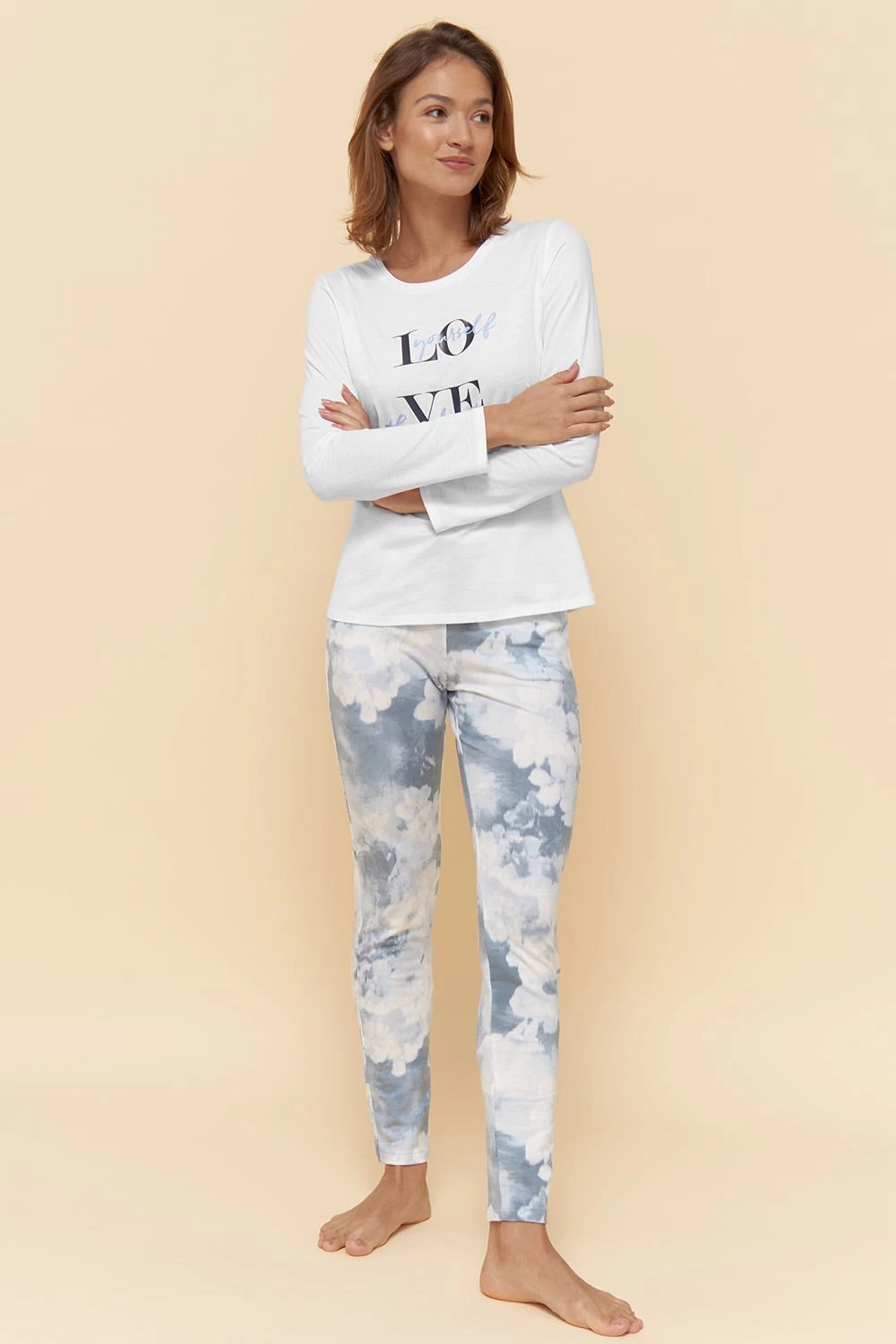 Sweathose Im Blauen Batik-Druck Bio-Baumwolle/Elasthan 4 Sweathose Im Blauen Batik-Druck Bio-Baumwolle/Elasthan - Image 4