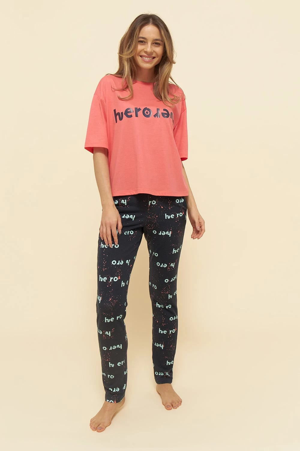 T-Shirt Mit Motivdruck "hero" Halbarm Korall Lässig Mix & Match 100% Bio-Baumwolle 4 T-Shirt Mit Motivdruck "hero" Halbarm Korall Lässig Mix & Match 100% Bio-Baumwolle - Image 4