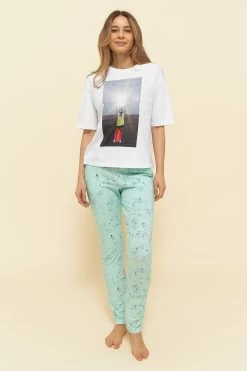 T-Shirt Mit Großem Motivdruck Halbarm Weiß Lässig Mix & Match 100% Bio-Baumwolle -Pyjamas Für Zuhause 1223441 11710 3