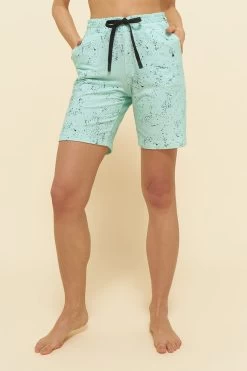 Bermuda Im Farbspritzer-Druck Sommer-Sweat Mintgrün Mix & Match Bio-Baumwolle/Elasthan